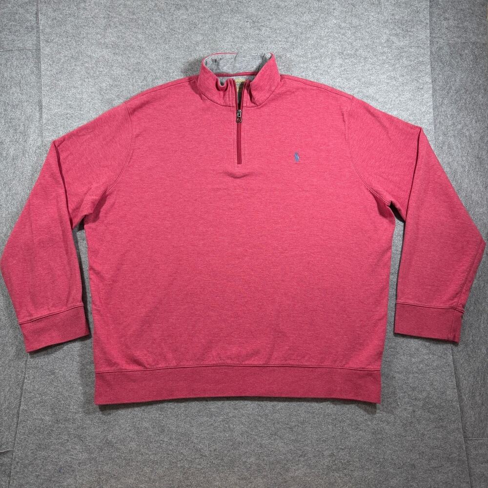 Polo Ralph Lauren Soft Touch 1/4 Zip Sweater Mens XXL Red Knit Pullover Preppy
